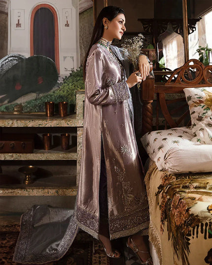Mushq | Purple Silver Embellished Silk Suit