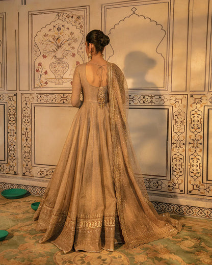 Faiza Saqlain | Embellished Zari Net Pishawas Churidar Dress