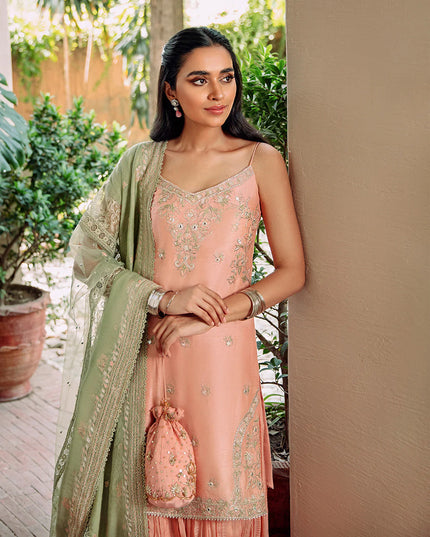 Faiza Saqlain | Embroidered Korean Raw Silk Sharara