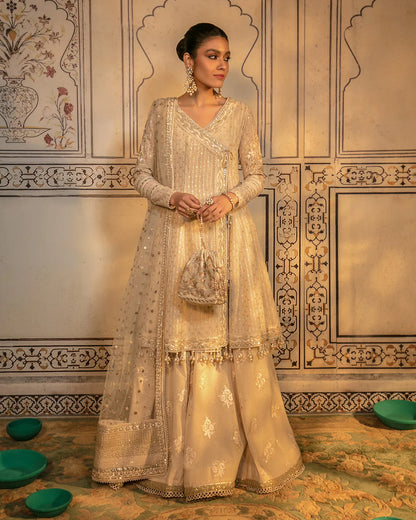 Faiza Saqlain | Embroidered Karandi Angrakha Sharara