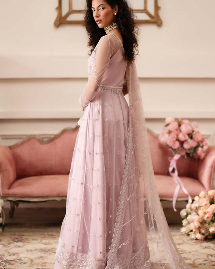 Helena | Lilac Chiffon Embroidered Lehenga