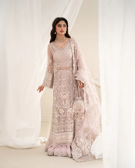 Faiza Saqlain | Dusty Rose Embellished and Embroidered Pishwas