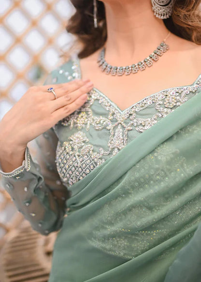 Fern | Mint Green Ruffled Chiffon Saree
