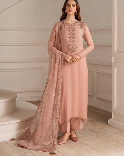 Mariam | Soft Pink Embroidered Chiffon Suit