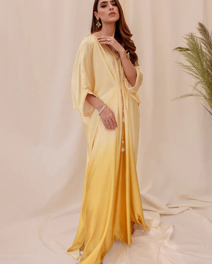 Citrine |  Citrine Yellow Ombre Silk Kaftan
