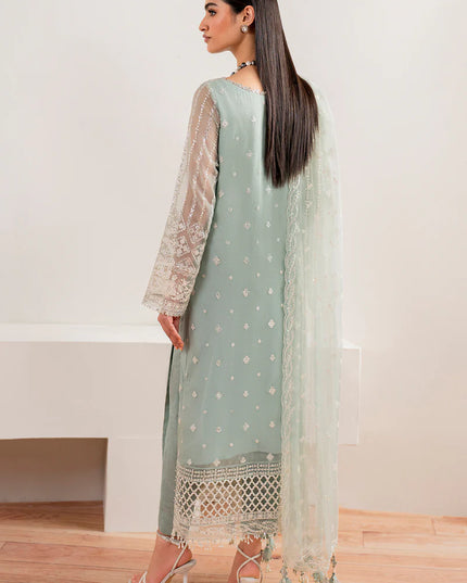 Baroque | Green Chiffon Embroidered Suit