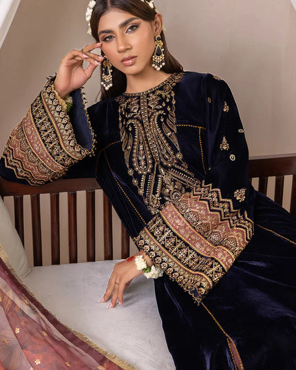 BAROQUE | Embroidered Pure Velvet Sharara