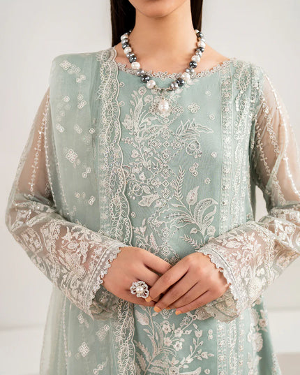 Baroque | Green Chiffon Embroidered Suit