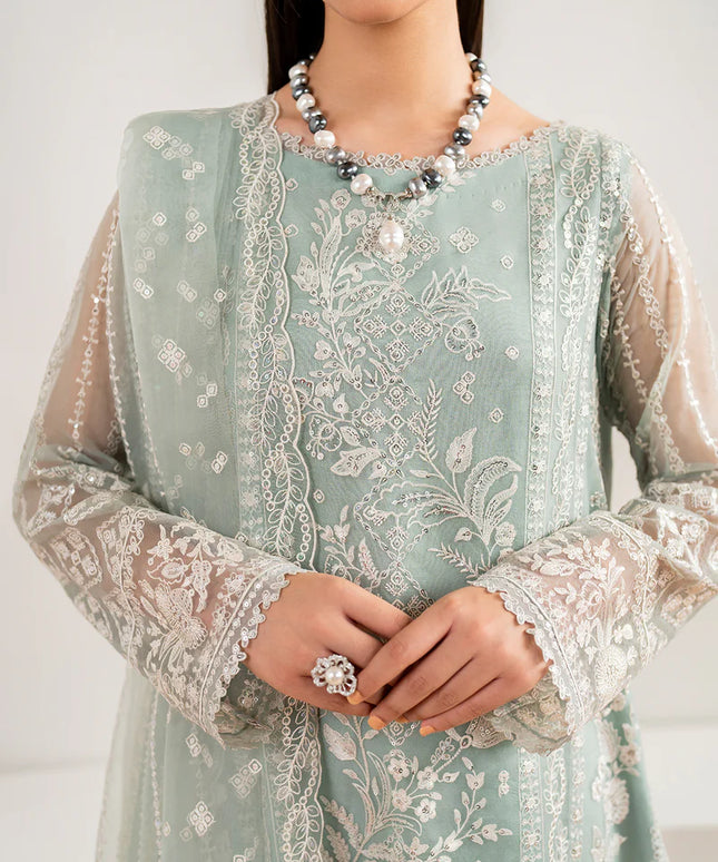 Baroque | Green Chiffon Embroidered Suit
