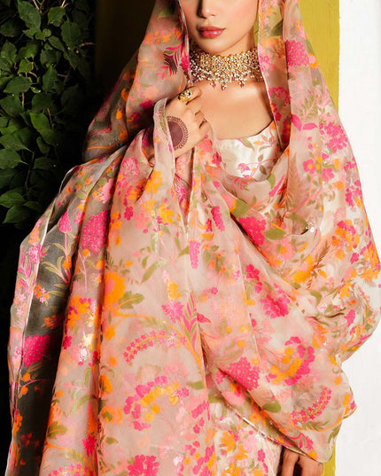 Hussain Rehar | Floral Silk Embellished Dress