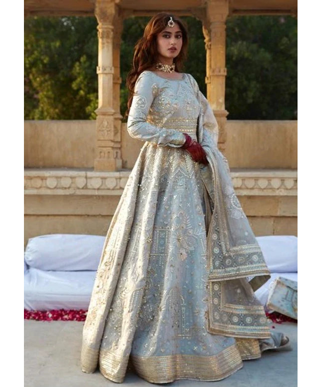 Mohsin Naveed Ranjha | Embroidered Embellished Karandi Silk Pishwas Gown