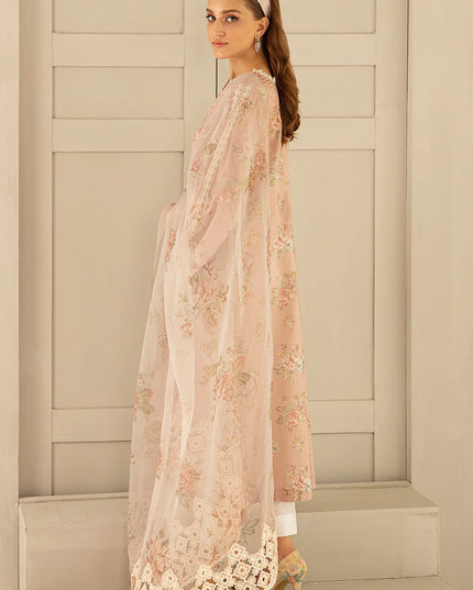 Pink Printed Floral Lawn Dress 