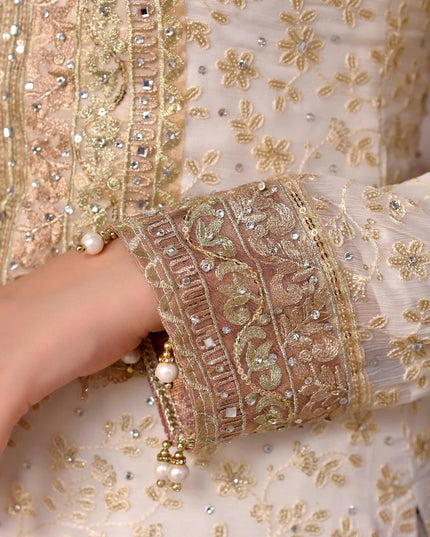 Tara | White Chiffon Embroidered Gharara