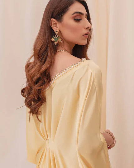 Citrine |  Citrine Yellow Ombre Silk Kaftan