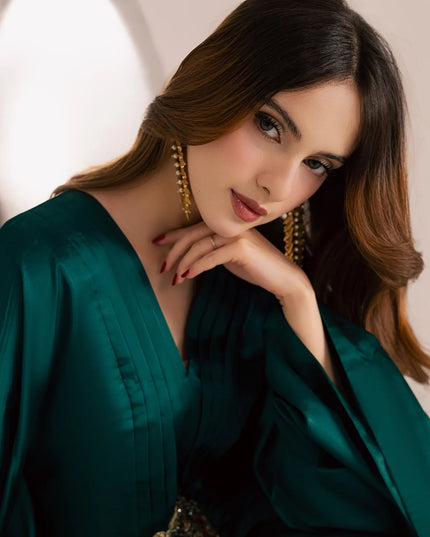 Gemma | Emerald Green Silk Kaftan