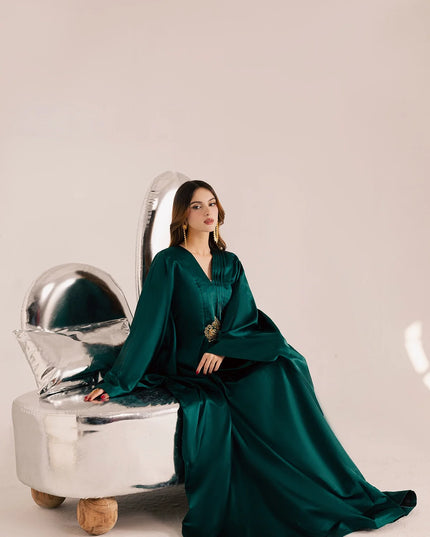 Gemma | Emerald Green Silk Kaftan