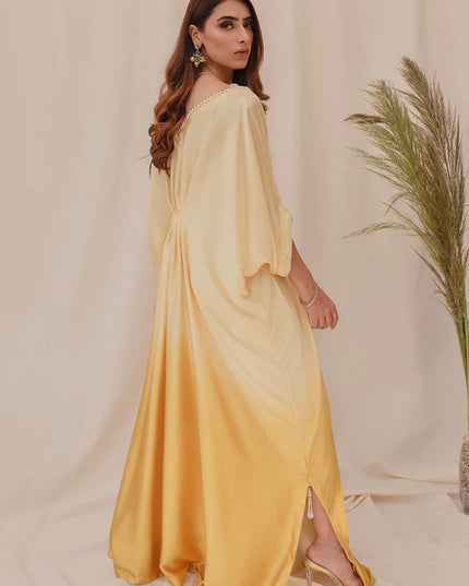 Citrine |  Citrine Yellow Ombre Silk Kaftan
