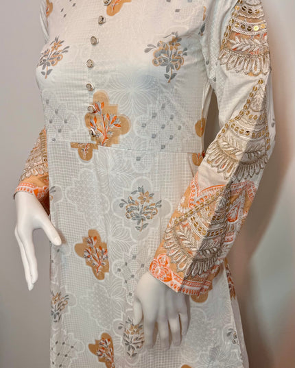 Cream & Peach Everyday Wear Kurti