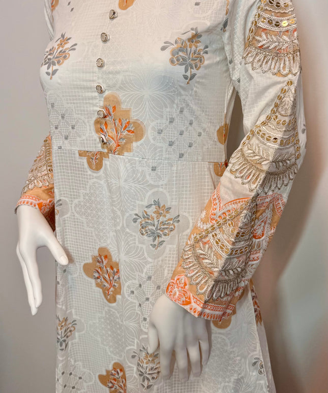 Cream & Peach Everyday Wear Kurti