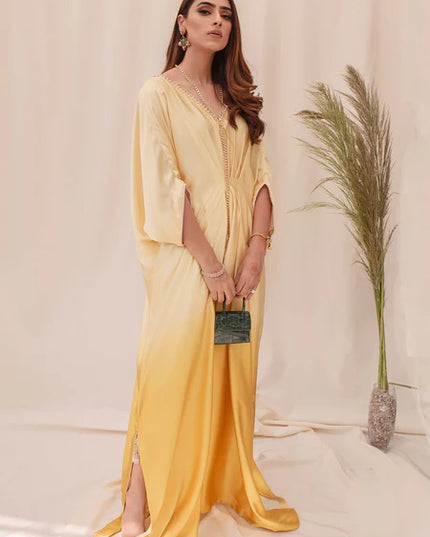 Citrine |  Citrine Yellow Ombre Silk Kaftan