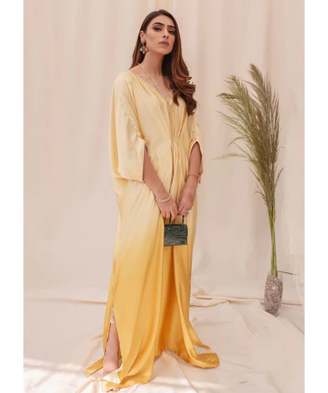 Citrine |  Citrine Yellow Ombre Silk Kaftan