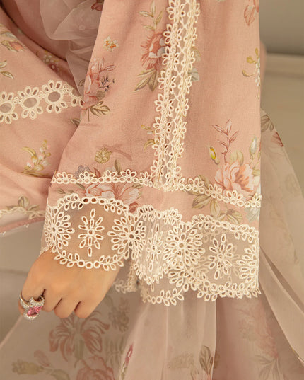 Pink Printed Floral Lawn Dress 