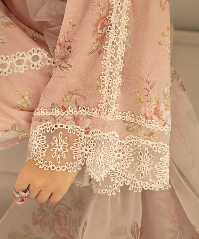 Pink Printed Floral Lawn Dress 