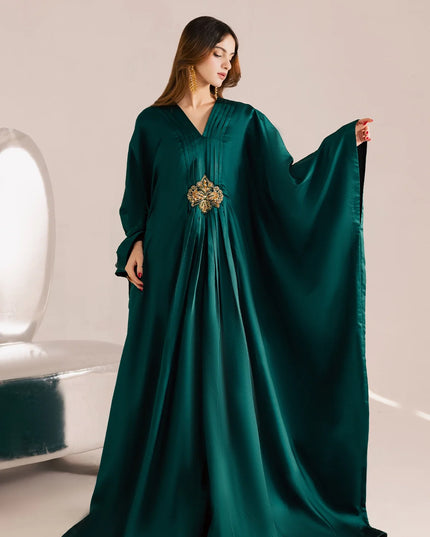 Gemma | Emerald Green Silk Kaftan