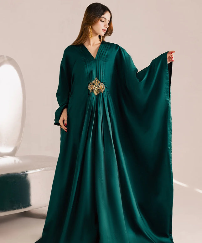 Gemma | Emerald Green Silk Kaftan