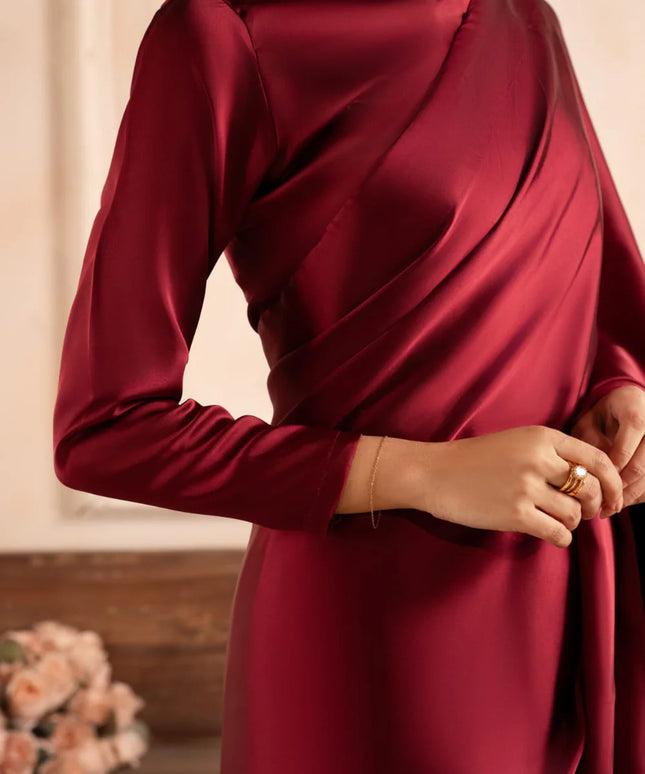 Mehgul | Maroon Silk Saree