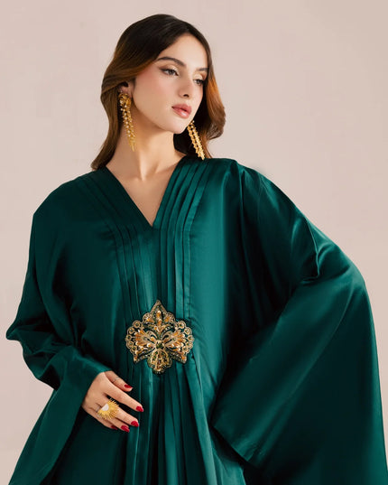 Gemma | Emerald Green Silk Kaftan