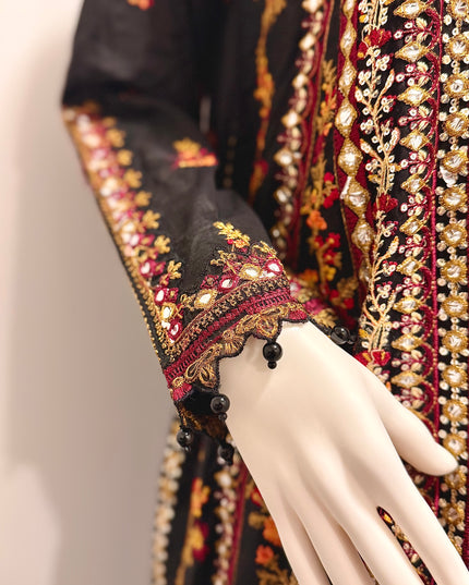 Black & Burgundy Embroidered Occasion Wear Suit