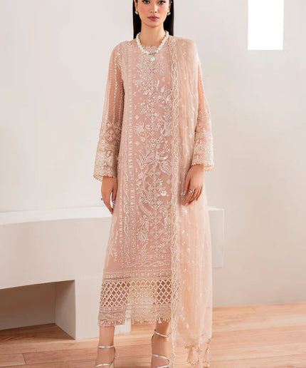 Baroque | Pink Chiffon Embroidered Suit