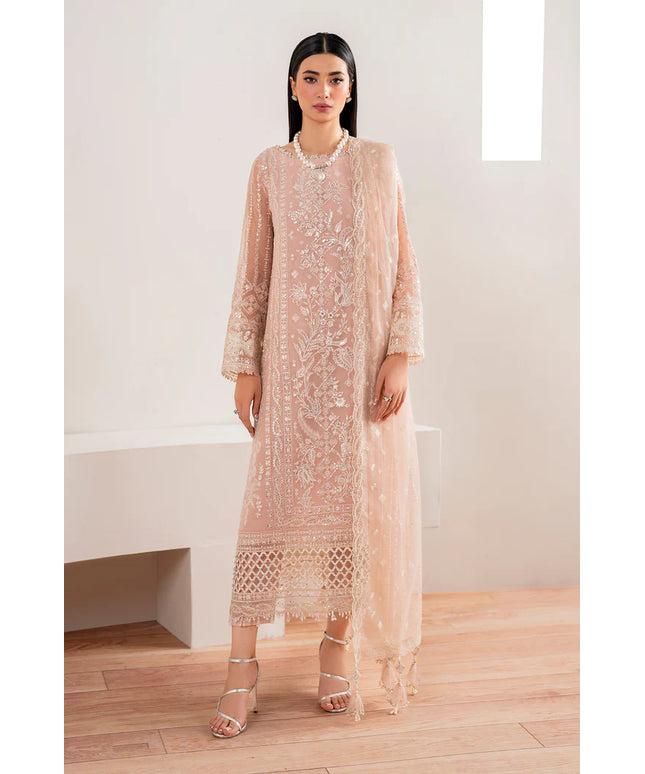 Baroque | Pink Chiffon Embroidered Suit