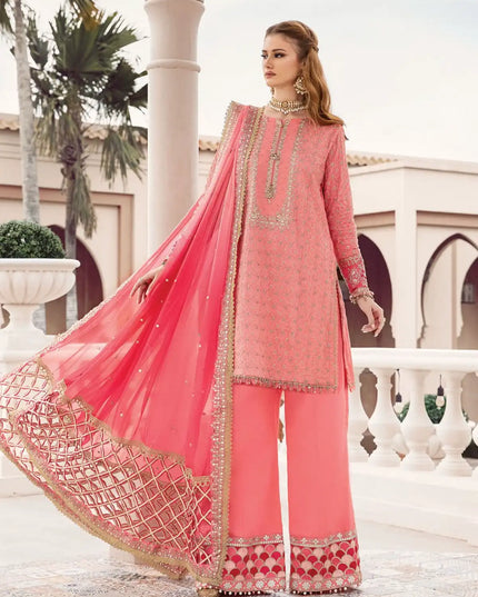 Maria B | Sateen Embroidered Suit