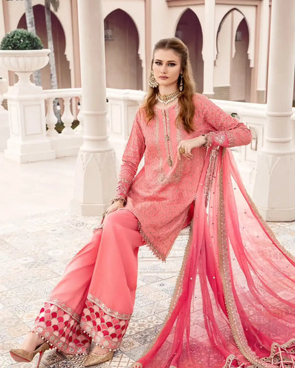 Maria B | Sateen Embroidered Suit