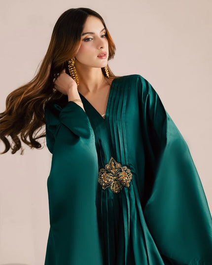 Gemma | Emerald Green Silk Kaftan