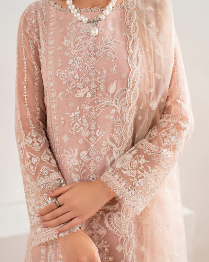 Baroque | Pink Chiffon Embroidered Suit
