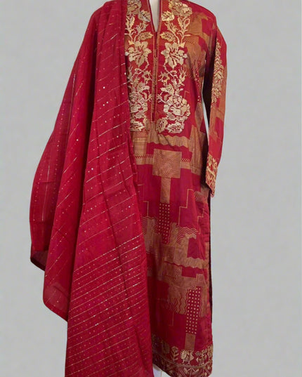 2 Piece | Nishat Linen Gold Printed Embroidered Suit