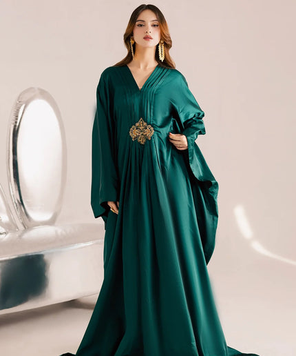 Gemma | Emerald Green Silk Kaftan