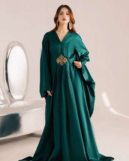 Gemma | Emerald Green Silk Kaftan
