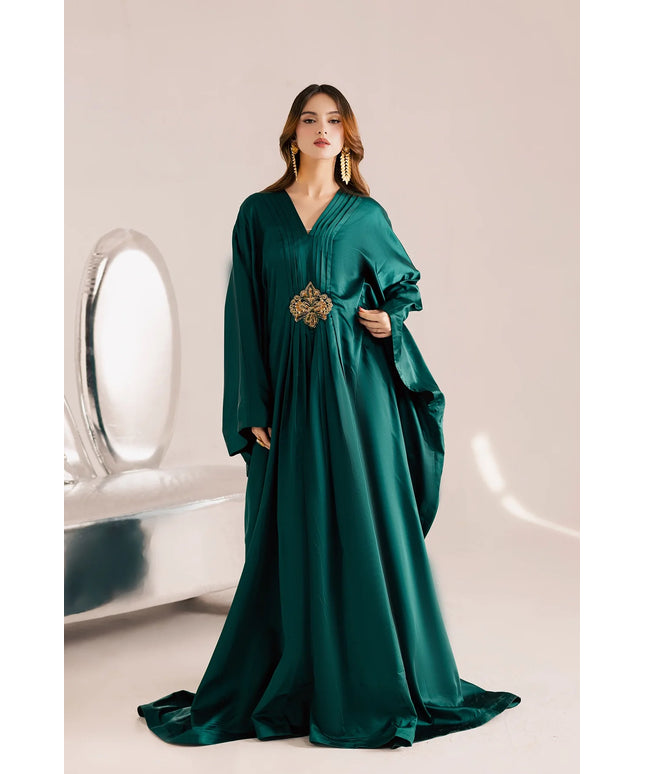 Gemma | Emerald Green Silk Kaftan
