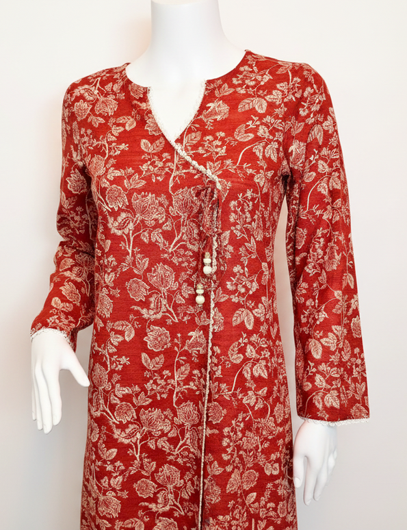 Khaadi Ruby Floral Printed Khaddar Shirt with Dupatta