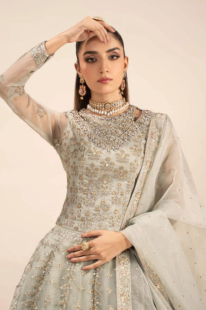 Maria B | Ice Blue Organza Hand Embellished Lehenga