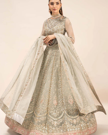 Maria B | Ice Blue Organza Hand Embellished Lehenga