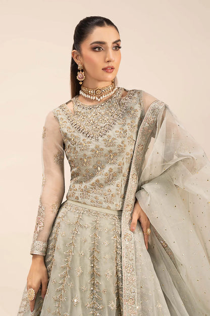 Maria B | Ice Blue Organza Hand Embellished Lehenga