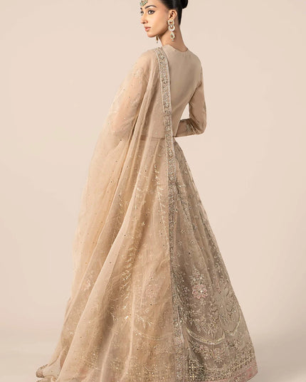 Maria B | Beige Organza Hand Embellished Lehenga