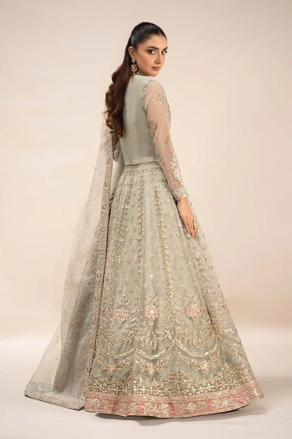 Maria B | Ice Blue Organza Hand Embellished Lehenga