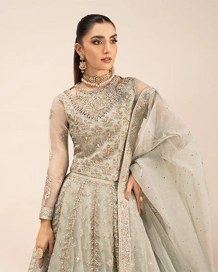 Maria B | Ice Blue Organza Hand Embellished Lehenga