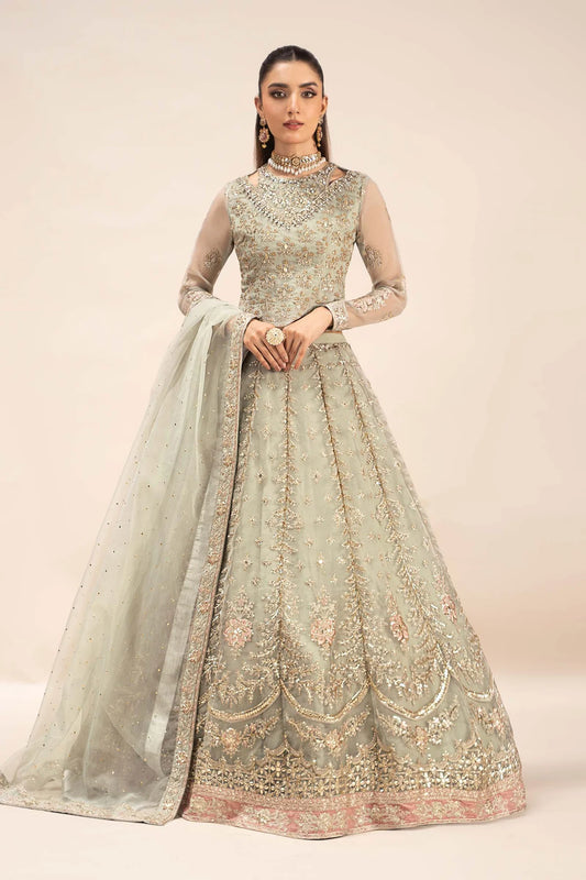 Maria B | Ice Blue Organza Hand Embellished Lehenga